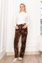 Women's Winter Coffee High Waist Straight Leg Velvet Textured Gabardine Pocket Trousers Casual Daily Office Stylish 30312 - 3