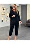 Women's Sequin Detailed V-Neck Long Sleeve Plus Size Two-Piece Set - 4