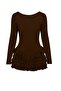 Vienna Long Sleeve Ruffled Brown Dress - 3