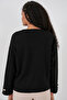 Women's Cufflink Oversized Knitwear Sweater 15981 - Black - 7