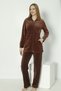 Women's Plus Size Striped Cotton Velvet Tracksuit Set - Tile 2289 - 2