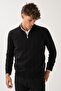 Vertical Weave Patterned Zippered Knitwear Sweater - 3