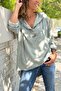 Italian Khaki K Hooded Washed Modal Loose Blouse 80 55 - 4
