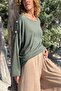 Italian Khaki Boat Neck Soft Textured Shoulder Buttoned Wool Blend Loose Sweater 70 60 - 3