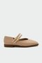Jadon Nude Leather Double Buckle Detailed Women's Ballerinas
