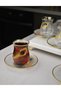 12 Piece Luxury Glass Tea Set for 6 People with Gold Detailing, Gold Color Embroidered Luxury Tea Set