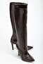 Syt-2004 Brown Wrinkled Patent Leather Daily Boots - 4