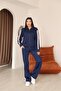 Women's Navy Blue Side Striped Detail Tracksuit Set - 6