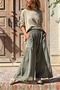 Khaki Pocketed Washable Mesh Detailed Wide Leg Cotton Loose Trousers 90 30