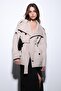 Beige Mock Neck Double-Breasted Women's Coat - 3