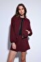 Burgundy Zippered Bomber Women's Jacket - 3