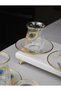 12 Piece Luxury Glass Tea Set for 6 People with Gold Detailing, Gold Color Embroidered Luxury Tea Set - 2