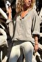 Bronze Color Batwing Sleeve Washable Cotton Casual Shirt 75 60 - 3