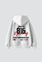 Lucky Seven Printed Oversized Unisex White Hoodie