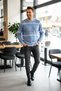 Men's Crew Neck Patterned Sweater |   70% Cotton - 3