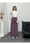 Pleated High Waist Wide Leg Modal Fabric Palazzo Pants 8039 - Purple