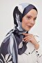 Anthracite Abstract Floral Pattern Brand Shawl - 2