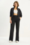 Women's Black Soft Textured Modal Stand Collar Cardigan Loose Pants Suit 4044 60283693 - 4