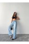 Women's Wide Leg High Waist Side Detailed Premium Denim Jean - 5