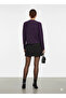 Women's Purple Melange Waterfall Collar Buttonless Flowy Long Sleeve Transitional Knitwear Jacket Cardigan - 2