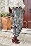 Italian Khaki Washed Soft Textured Belted Velvet Loose Trousers 90 35 - 2