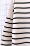 Oversized Crew Neck Sleeve Cuff Gold Buttoned Striped Knitwear Sweater Tunic - Striped - 6