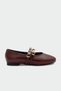 Pari Burgundy Leather Gold Buckle Women's Ballerinas