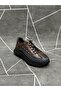 Brown Genuine Leather Rubber Laced Sneakers