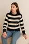 Women's Striped Sleeve Hole Sweater - 2