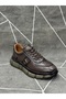 Brown Genuine Leather Lace-Up Sneakers