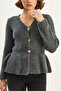 Women's Anthracite 3-Button Pleated Cardigan Th251065 60283715 - 5