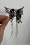 Silver Color Feather and Pearl Detailed Butterfly Figured Dangling Metal Clasp - 2