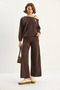 Women's Bitter Brown Shawl Accessory One-Shoulder Top and Loose Trousers Thessaloniki Set 6940 60283708 - 3