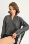Women's Anthracite Stand Collar Half Zipper Sweater Embroidered Knitwear Sweater Tk251124 60283716 - 2