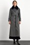 Fur Collar Detachable Fur Moher Long Coat Anthracite 3151 - 5
