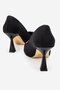 Women's Heeled Shoes with Front Accessories; Black Skin - 4