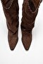 Tyler Brown Suede Genuine Leather Stitched Women's Western Boots - 2