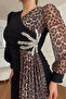 Women's Leopard Detailed Slit Evening Dress Nbnc2509 - 2