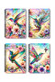 Cute Little Bird Stained Glass Look Design Wire Spiral A5 Lined 4-Piece Souvenir, School Notebook Set - 6