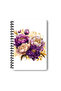 Nature Themed Colorful Flowers Design Wire Spiral A5 Unlined 4-Piece Souvenir, Memory, School Notebook Set - 4