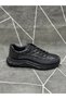 Black Genuine Leather Rubber Laced Sports Shoes - 2