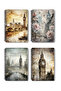 London Themed Design Wire Spiral A5 Lined 4-Piece Souvenir, Memory, School Notebook Set - 6
