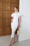 Women Lace and Feather Detailed Stone Belt Midi Design Dress Nbnc2521 - 3