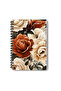 Beige Roses No:2 Design Wire Spiral A5 Squared 4-Piece Souvenir, Memory, School Notebook Set - 2