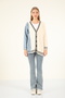 50619 - Comfortable and Stylish Knitwear Jacket with Denim Garnish - 5