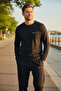 Winter Cotton Men's Tracksuit Pajama Set (Slim Fit - Straight Leg) Black - 3