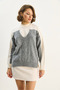 Women's Cream Gray Color Blocked Oversize Knitwear Sweater Tk251078 60283721 - 2
