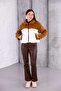 Trend Women's White Coffee Plush Jacket |   Winter Crop Short Zippered High Collar Coat - 4