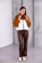 Trend Women's White Coffee Plush Jacket |   Winter Crop Short Zippered High Collar Coat - 5