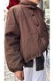 Coffee brown textured puffer jacket - 5